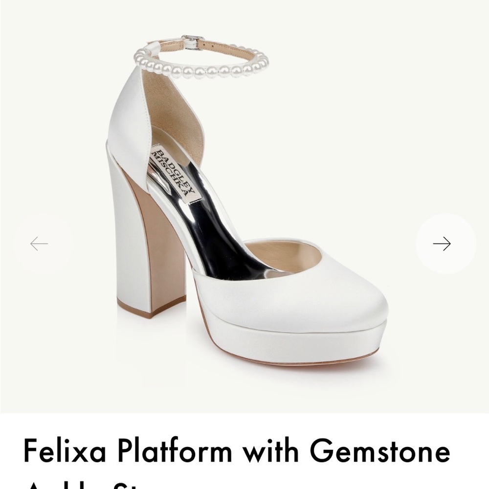 Badgley Mischka Pearl White Platform Heels